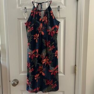 Tommy Bahama Sleeveless Halter Midi Dress in Blue and Orange